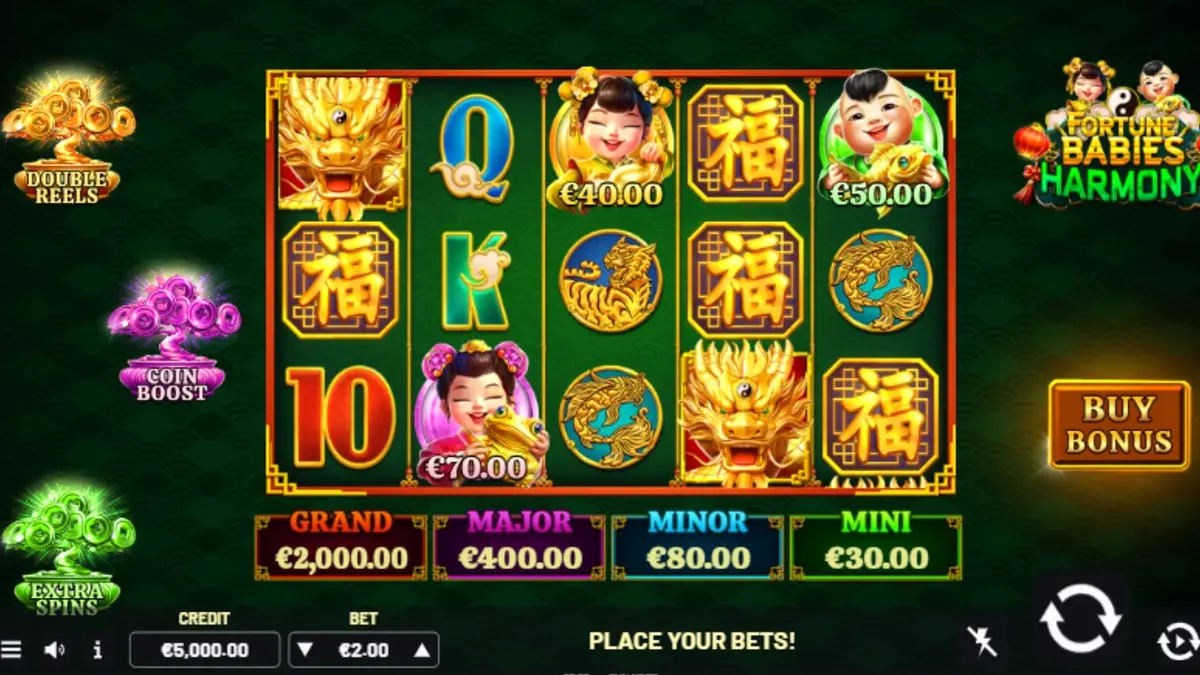Tampilan visual slot Fortune Babies – Harmony dengan tema bayi lucu dan motif tradisional Tiongkok
