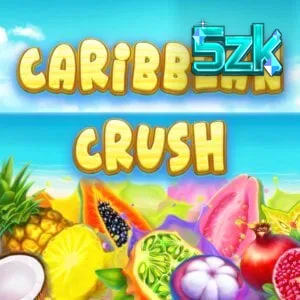 Tampilan visual slot Caribbean Crush dengan tema tropis dan simbol buah-buahan